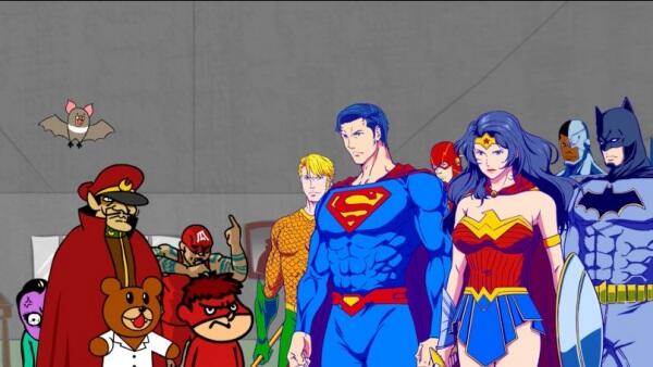 DC Super Heroes vs Taka no Tsumedan Promotion Eizou постер